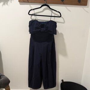 Greylin Midnight Blue Strapless Jumpsuit with Bow